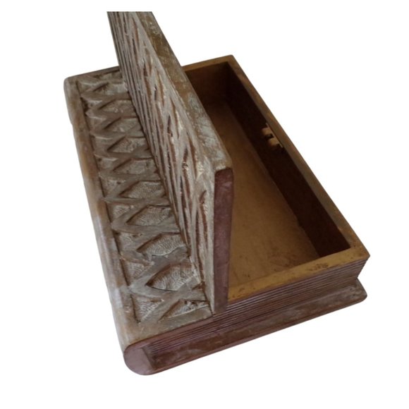 Carved Wooden Bible Box Holder Keepsake Box Hinged Lid   3108 - Picture 5 of 10